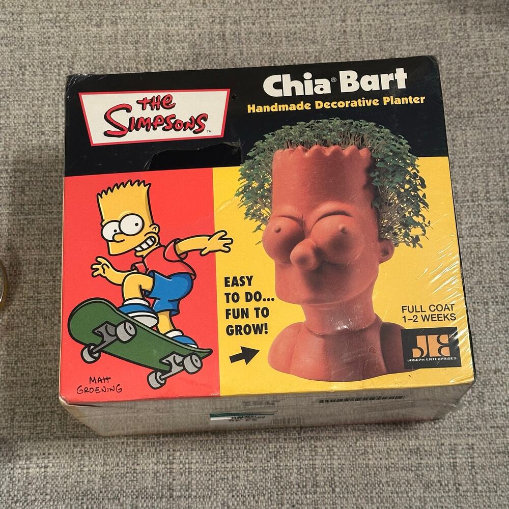 The Simpsons Chia Pet Chia Bart Hand Made Decorative Planter 2003 Sealed in Box